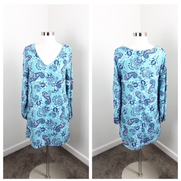 NEW Charlotte Russe blue paisley print shift dress - Picture 1 of 8